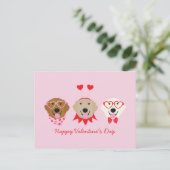 Happy Valentines Day Golden Retriever Hunde Postkarte (Stehend Vorderseite)