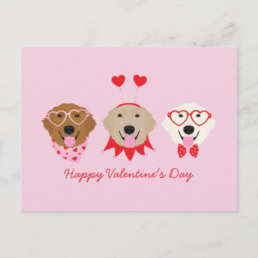 Happy Valentines Day Golden Retriever Hunde Postkarte (Vorderseite)