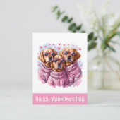 Happy Valentines Day Golden Retriever Hunde Postkarte (Stehend Vorderseite)