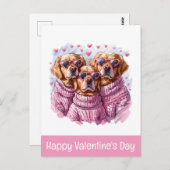 Happy Valentines Day Golden Retriever Hunde Postkarte (Vorne/Hinten)