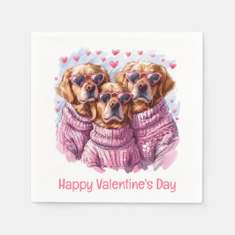 Happy Valentines Day Golden Retriever Hunde Serviette