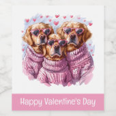 Happy Valentines Day Golden Retriever Hunde Weinetikett (Einzelnes Label)
