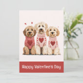 Happy Valentines Day Goldendoodle Hunde Feiertagskarte (Stehend Vorderseite)