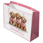 Happy Valentines Day Goldendoodle Hunde Große Geschenktüte (Rückseite Schrägansicht)