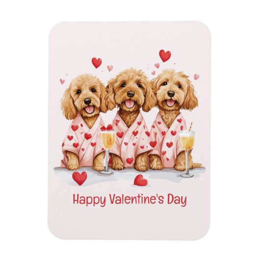 Happy Valentines Day Goldendoodle Hunde Magnet (Vertikal)