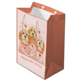 Happy Valentines Day Goldendoodle Hunde Mittlere Geschenktüte (Vorderseite Schrägansicht)