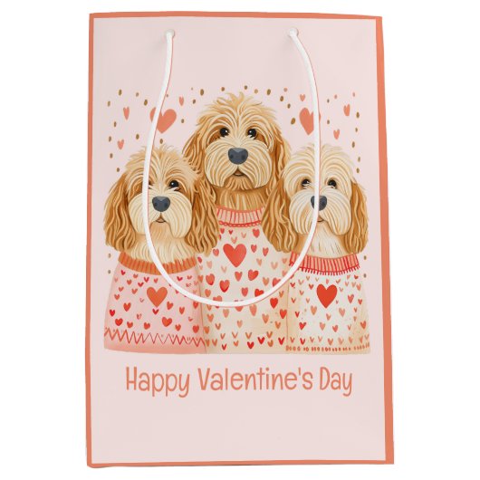 Happy Valentines Day Goldendoodle Hunde Mittlere Geschenktüte (Vorderseite)