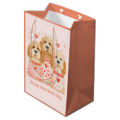 Happy Valentines Day Goldendoodle Hunde Mittlere Geschenktüte (Rückseite Schrägansicht)