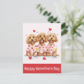 Happy Valentines Day Goldendoodle Hunde Postkarte (Stehend Vorderseite)