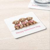 Happy Valentines Day Goldendoodle Hunde Rechteckiger Pappuntersetzer (angewinkelt)