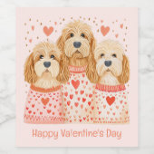 Happy Valentines Day Goldendoodle Hunde Weinetikett (Einzelnes Label)