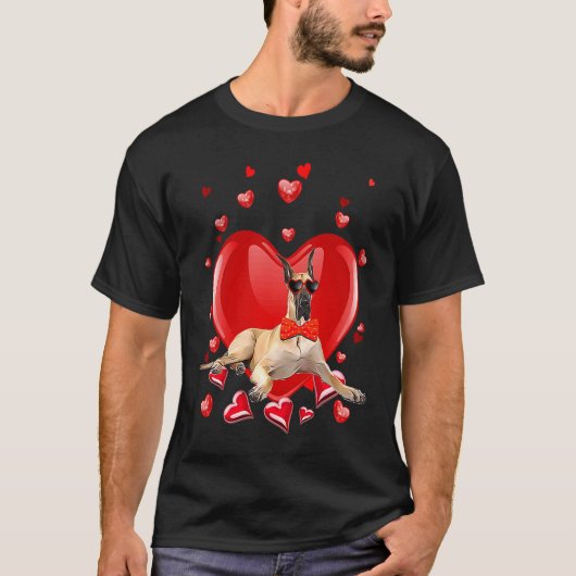 Happy Valentines Day Great Dane Dog V Day T-Shirt (Vorderseite)