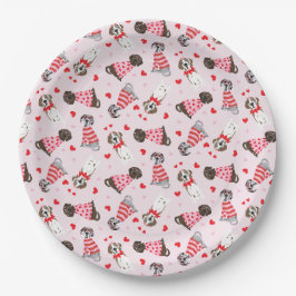 Happy Valentines Day Great Dane Hunde Pappteller