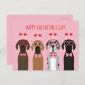 Happy Valentines Day Great Dane Hunde Postkarte (Vorne/Hinten)