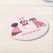 Happy Valentines Day Great Dane Hunde Runder Pappuntersetzer (Angewinkelt)