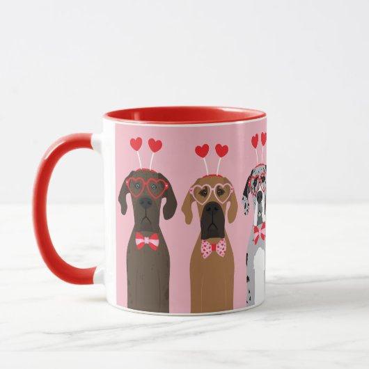 Happy Valentines Day Great Dane Hunde Tasse (Links)