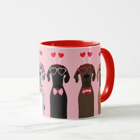 Happy Valentines Day Great Dane Hunde Tasse (VorderseiteRechts)
