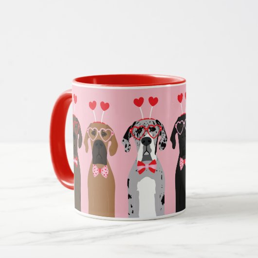 Happy Valentines Day Great Dane Hunde Tasse (Vorderseite Links)