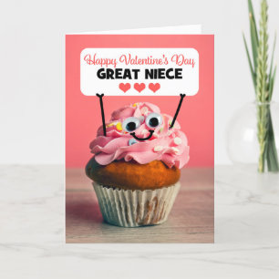 Happy Valentines Day Great Niece Niedlicher Cupcak Feiertagskarte
