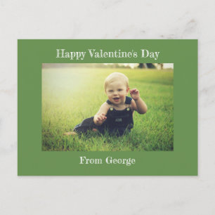 Happy Valentine's Day Green Family Foto Postkarte