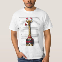 Happy Valentine's Day Guilty Giraffe Funny Mugshot T-Shirt