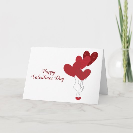 Happy Valentines Day Heart Balloons Red Karte (Vorderseite)