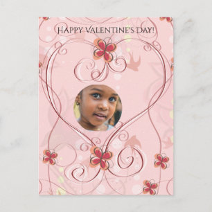 Happy Valentine's Day Heart Blume Fotokarte Feiertagspostkarte