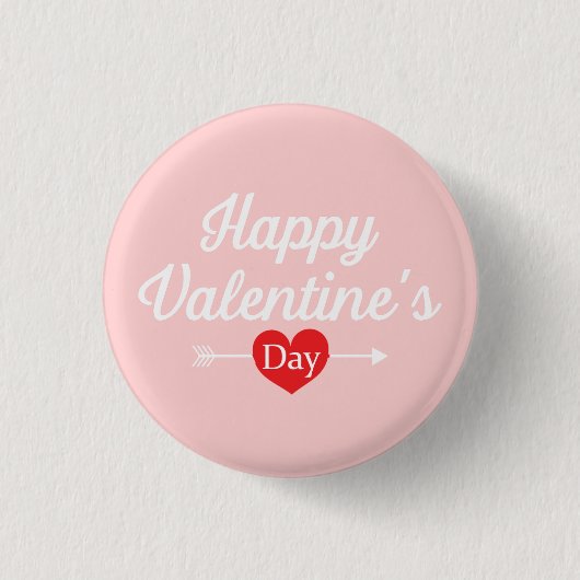 Happy Valentine's Day Heart Button (Vorderseite)