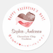 Happy Valentine's Day Heart Chocolate Cute Bakery Runder Aufkleber (Vorderseite)