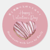 Happy Valentines Day Heart Cookie Blush Pink Runder Aufkleber (Vorderseite)