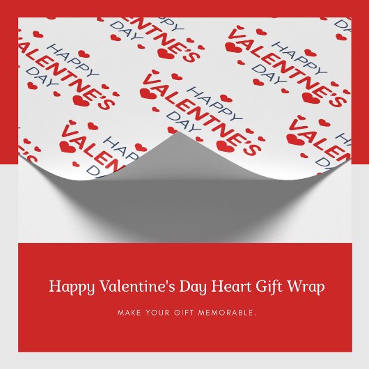 Happy Valentine's Day Heart Gift Wrap Geschenkpapier