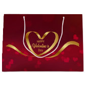 Happy Valentine's Day Heart Gold Band Rot Große Geschenktüte (Vorderseite)