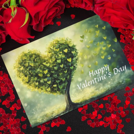 Happy Valentine's day Heart Green Tree Karte