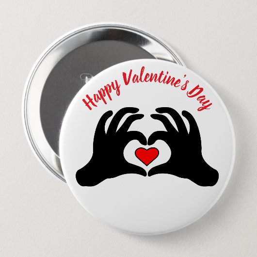 Happy Valentine's Day Heart Hands Button (Vorne & Hinten)
