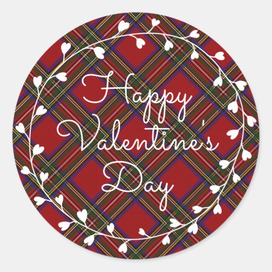 Happy Valentine's Day Heart Karierter Tod Runder Aufkleber (Vorderseite)