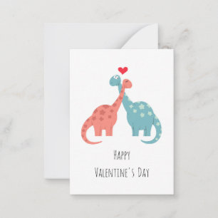 Happy Valentine's Day Heart Liebe Dinosaurier Mitteilungskarte