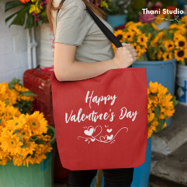 Happy Valentine's Day Heart Moderne Typografie Tasche