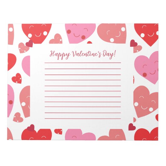Happy Valentine's Day Heart Notizblock (Vorderseite)