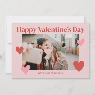 Happy Valentines Day Heart Pink Foto Card Dankeskarte