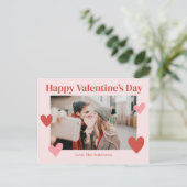 Happy Valentines Day Heart Pink Foto Card Postkarte (Stehend Vorderseite)