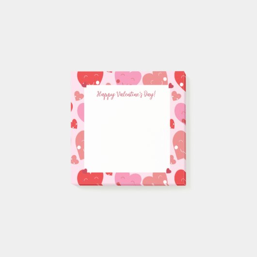 Happy Valentine's Day Heart Post-it Klebezettel (Vorderseite)