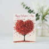 Happy Valentine's Day Heart Red Tree Postkarte (Stehend Vorderseite)