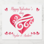 Happy Valentine's Day Heart Schaumweinetikett (Einzelnes Label)