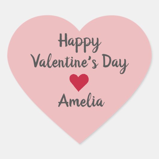 Happy Valentines Day Heart Script Stickers (Vorderseite)