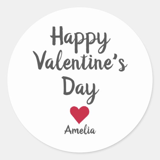 Happy Valentines Day Heart Script Stickers (Vorderseite)