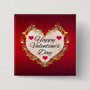 Happy Valentine's Day Heart Shape-47949 Button