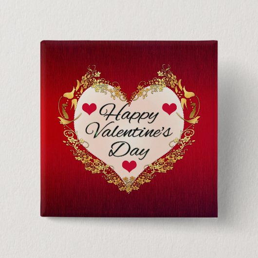 Happy Valentine's Day Heart Shape-47949 Button (Vorderseite)
