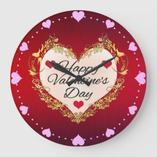Happy Valentine's Day Heart Shape-47949 Große Wanduhr