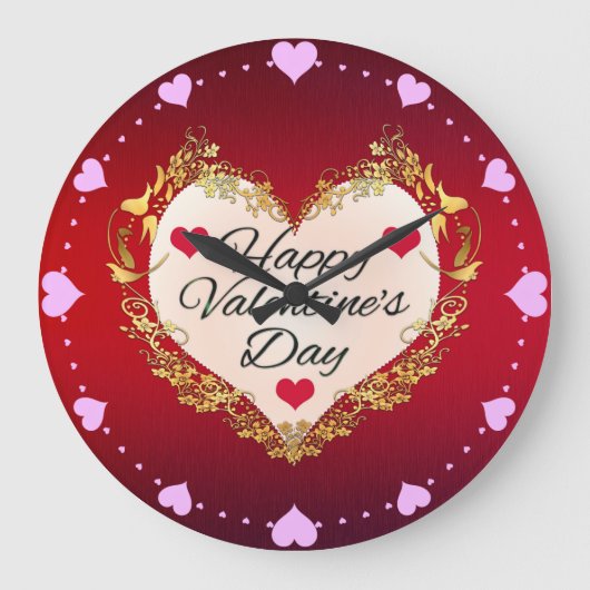 Happy Valentine's Day Heart Shape-47949 Große Wanduhr (Vorderseite)
