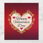 Happy Valentine's Day Heart Shape-47949 Weinetikett (Einzelnes Label)
